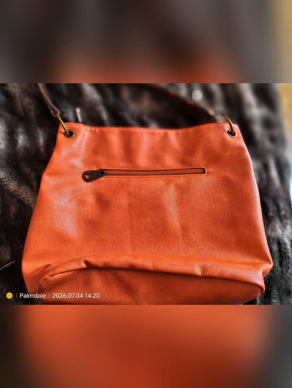Orange Leather Shoulder Bag